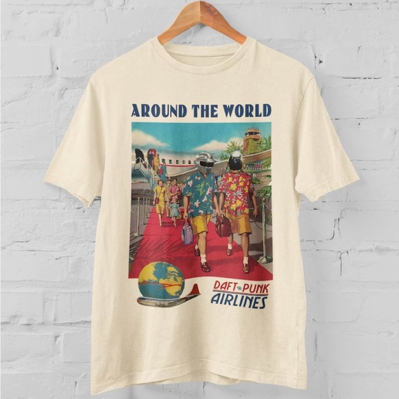 Daft Punt “Around the World Airlines” baggy tee. Size M - Picture 1 of 4